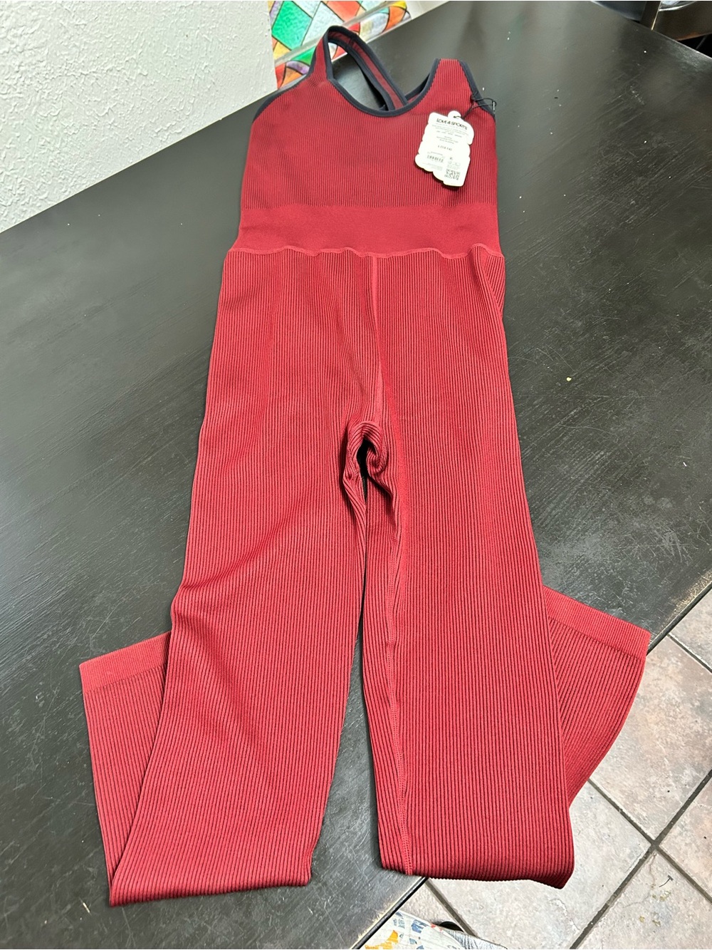 LOVE&SPORTS Red Ribbed Jumpsuit - Picture 3 of 4